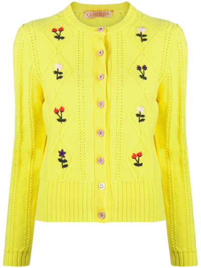 Shop Cormio Cardigan With Buttons In Yellow & Orange