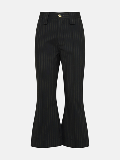 Shop Ganni Black Viscose Blend Trousers