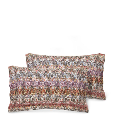 Shop Missoni Bella Oxford Pillowcase Pair (50cm X 75cm) In Purple