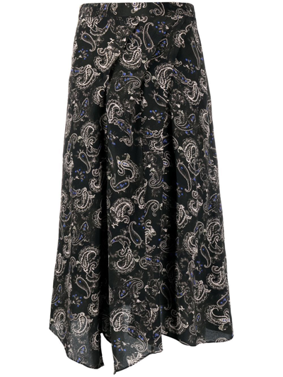 Shop Isabel Marant Paisley Printed Skirt In Nero