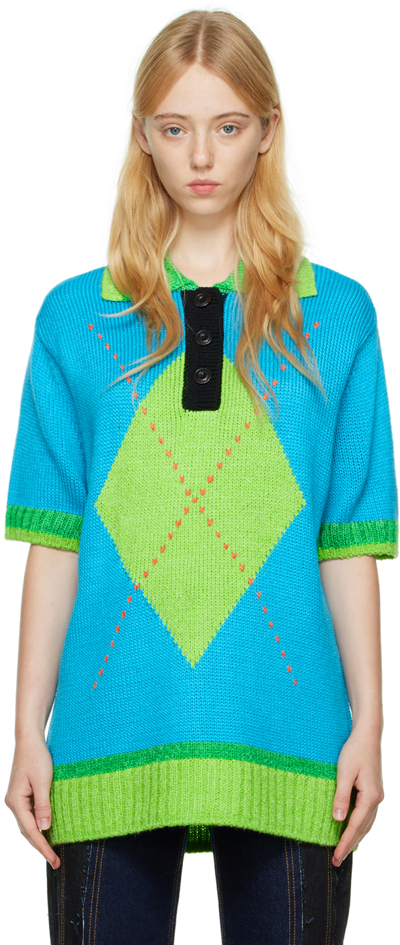 Shop Andersson Bell Blue & Green Portela Polo In Blue Blue