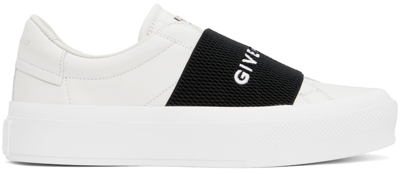 Shop Givenchy White & Black City Sport Webbing Sneakers In 116 White Black