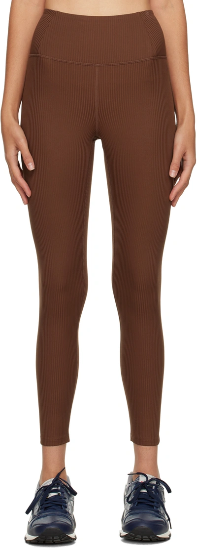 Shop Girlfriend Collective Brown High-rise Compression Leggings In Earth