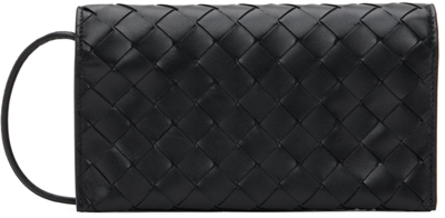Bottega Veneta Black Wallet On Strap Bag In 8425 Black/gold
