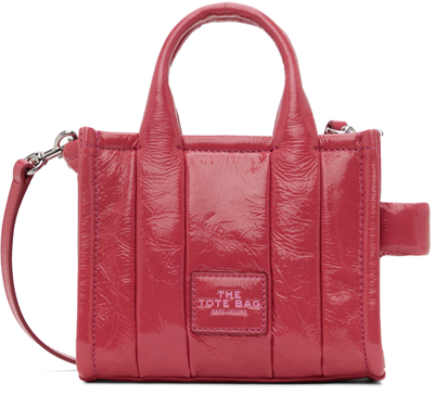 Shop Marc Jacobs Pink 'the Shiny Crinkle Mini' Tote In 608 Magenta