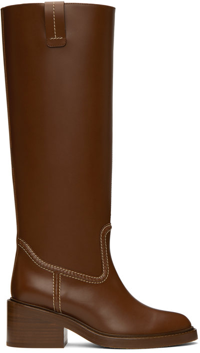 Shop Chloé Brown Mallo Tall Boots In 25l Brunet Brown