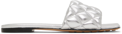 Shop Bottega Veneta Silver Padded Flat Sandals In 1414 Silver