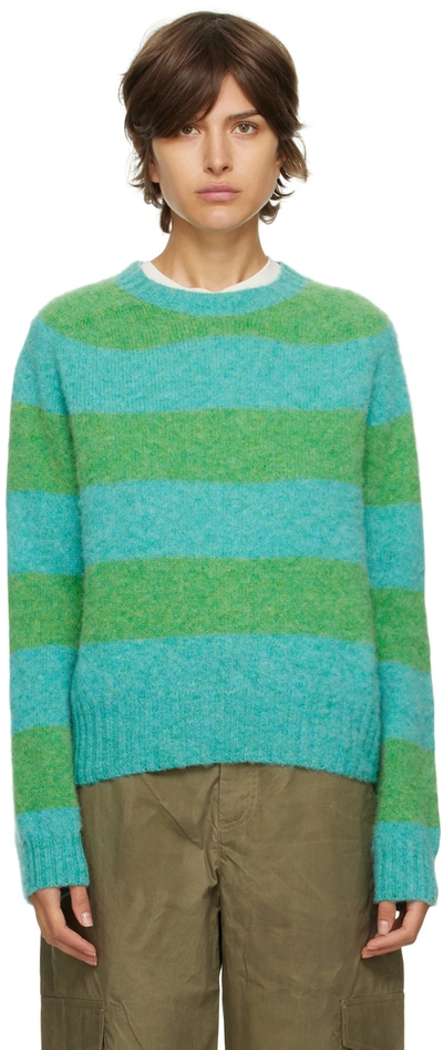 Shop Ymc You Must Create Ssense Exclusive Blue & Green Jets Sweater In Marble Gemstone / Mi