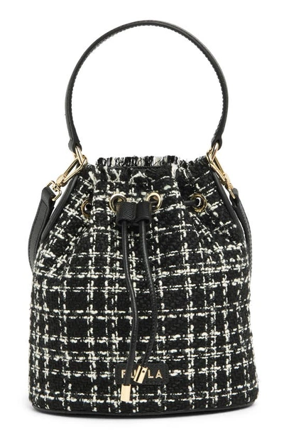 Furla Clio Mini Tweed Bucket Bag In Toni Nero ModeSens