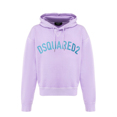 Shop Dsquared2 Logo Hooded Sweatshirt In Purple