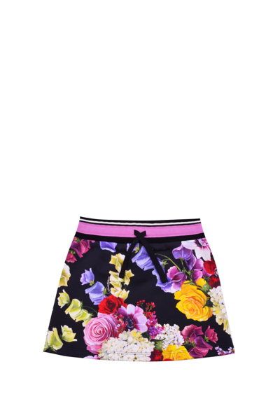 Shop Dolce & Gabbana Cotton Skirt With Flower Print In Multicolor
