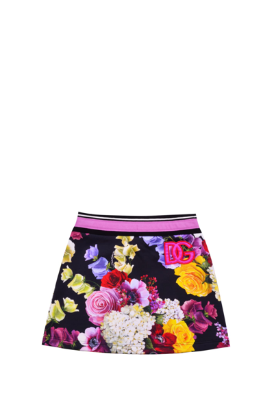 Shop Dolce & Gabbana Cotton Skirt With Flower Print In Multicolor