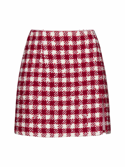 Shop Alessandra Rich Skirt In Red White