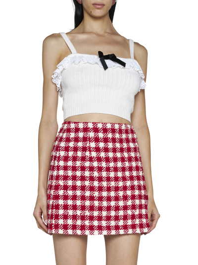 Shop Alessandra Rich Skirt In Red White