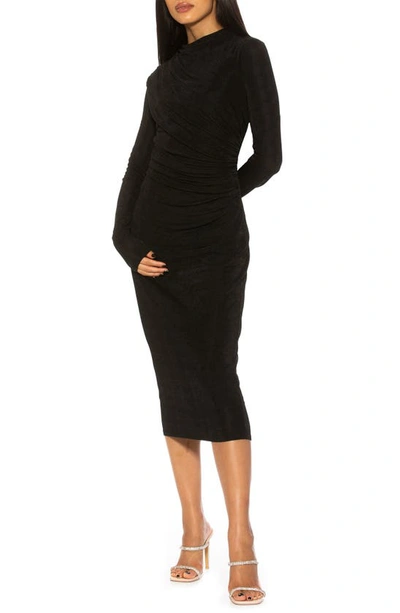 Alexia Admor Kim Slinky Long Sleeve Midi Dress In Black