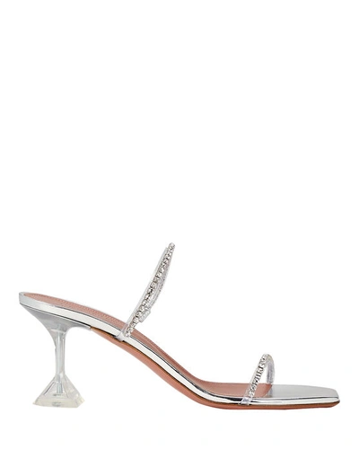 Shop Amina Muaddi Gilda Crystal-embellished Pvc Slide Sandals In Clear