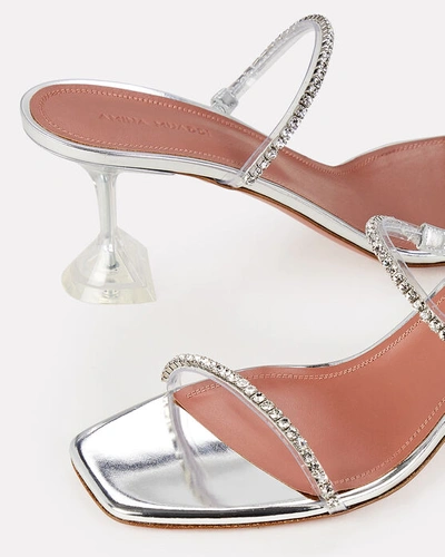 Shop Amina Muaddi Gilda Crystal-embellished Pvc Slide Sandals In Clear