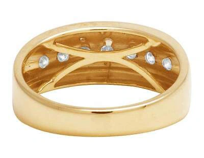 Pre-owned Jewelry Unlimited Men's 10k Yellow Gold One Row Genuine Diamond Wedding Band Ring 0.75ct 8mm In G-h