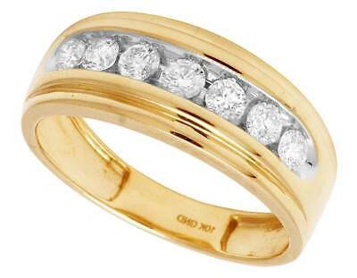 Pre-owned Jewelry Unlimited Men's 10k Yellow Gold One Row Genuine Diamond Wedding Band Ring 0.75ct 8mm In G-h