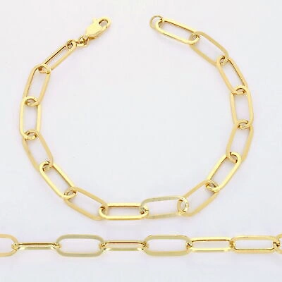 Pre-owned Nuragold 14k Yellow Gold 6mm Paperclip Chain Rolo Elongated Link Cable Bracelet Womens 7"