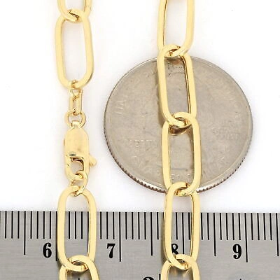 Pre-owned Nuragold 14k Yellow Gold 6mm Paperclip Chain Rolo Elongated Link Cable Bracelet Womens 7"