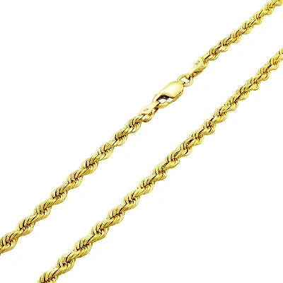 Pre-owned Nuragold 10k Yellow Gold 2.5mm Diamond Cut Rope Italian Chain Pendant Necklace Womens 16"