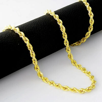 Pre-owned Nuragold 10k Yellow Gold 2.5mm Diamond Cut Rope Italian Chain Pendant Necklace Womens 16"