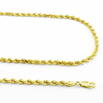Pre-owned Nuragold 10k Yellow Gold 2.5mm Diamond Cut Rope Italian Chain Pendant Necklace Womens 16"