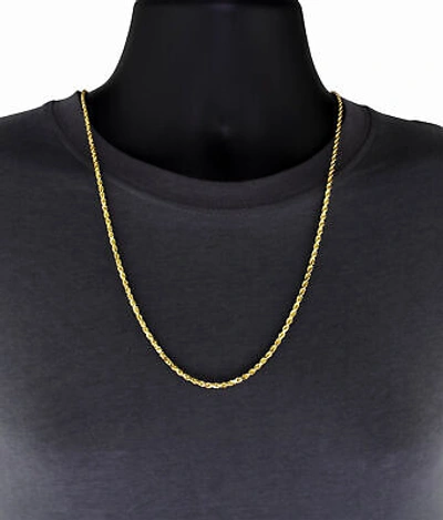 Pre-owned Nuragold 10k Yellow Gold 2.5mm Diamond Cut Rope Italian Chain Pendant Necklace Womens 16"