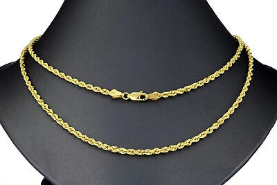 Pre-owned Nuragold 10k Yellow Gold 2.5mm Diamond Cut Rope Italian Chain Pendant Necklace Womens 16"