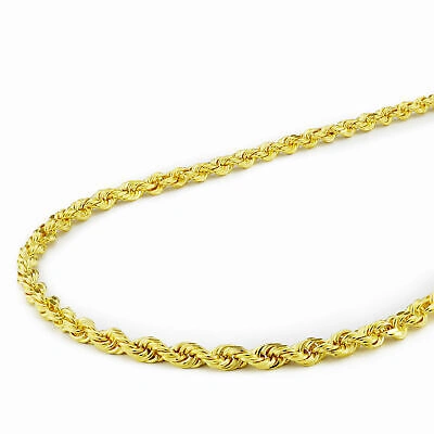 Pre-owned Nuragold 10k Yellow Gold 2.5mm Diamond Cut Rope Italian Chain Pendant Necklace Womens 16"