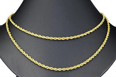 Pre-owned Nuragold 10k Yellow Gold 2.5mm Diamond Cut Rope Italian Chain Pendant Necklace Womens 16"
