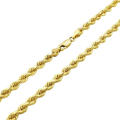 Pre-owned Nuragold 14k Yellow Gold 6mm Rope Diamond Cut Italian Chain Pendant Necklace Mens 22"