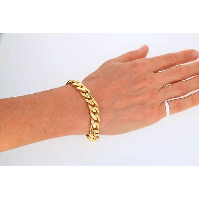 Pre-owned Nuragold 10k Yellow Gold Royal Monaco Miami Cuban Link 13mm Curb Chain Mens Bracelet 8"