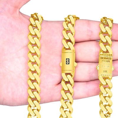 Pre-owned Nuragold 10k Yellow Gold Royal Monaco Miami Cuban Link 13mm Chain Mens Curb Necklace 28"
