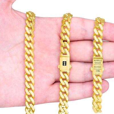 Pre-owned Nuragold 10k Yellow Gold Royal Monaco Miami Cuban Link 9mm Chain Mens Curb Necklace 28"