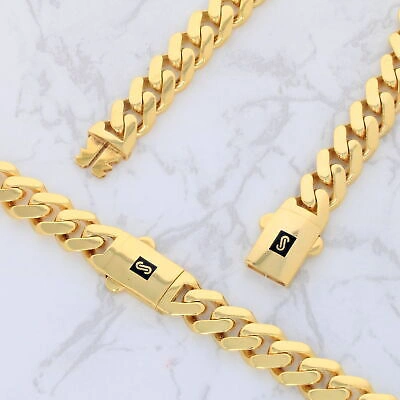 Pre-owned Nuragold 10k Yellow Gold Royal Monaco Miami Cuban Link 9mm Chain Mens Curb Necklace 28"