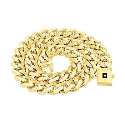 Pre-owned Nuragold 10k Yellow Gold Royal Monaco Miami Cuban Link 17mm Chain Mens Curb Necklace 26"