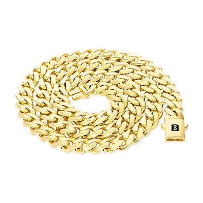 Pre-owned Nuragold 10k Yellow Gold Royal Monaco Miami Cuban Link 9mm Chain Pendant Necklace 28"