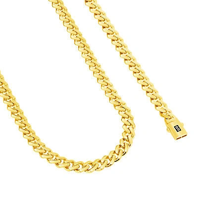 Pre-owned Nuragold 10k Yellow Gold Monaco Miami Cuban Link 7.5mm Chain Necklace Mens Womens 22"