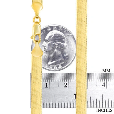 Pre-owned Nuragold 14k Yellow Gold Solid Womens 6mm High Polish Silk Herringbone Chain Necklace 18"