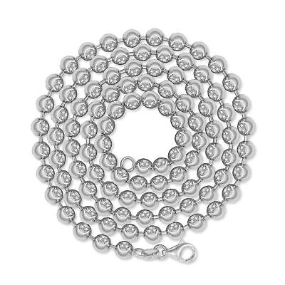 Pre-owned Nuragold Mens 10k White Gold Solid 4mm Diamond Moon Cut Bead Ball Chain Necklace 26"