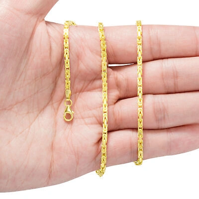 Pre-owned Nuragold 10k Yellow Gold Womens 2.5mm Byzantine Chain Square Link Pendant Necklace 18"