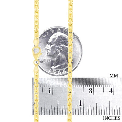 Pre-owned Nuragold Real 10k Yellow Gold Mens 3mm Byzantine Chain Square Link Pendant Necklace 24"