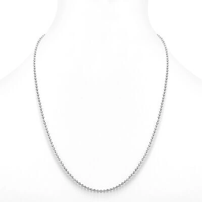Pre-owned Nuragold Mens 10k White Gold Solid 2.5mm Diamond Moon Cut Bead Ball Chain Necklace 26"
