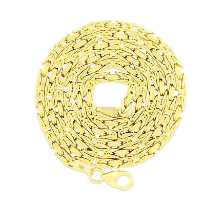 Pre-owned Nuragold 10k Yellow Gold Womens 2.5mm Byzantine Chain Square Link Pendant Necklace 18"