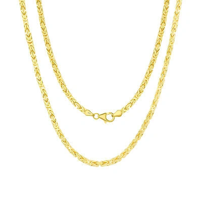 Pre-owned Nuragold Real 10k Yellow Gold Mens 3mm Byzantine Chain Square Link Pendant Necklace 24"
