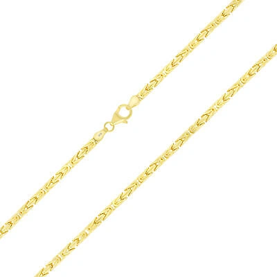 Pre-owned Nuragold Real 10k Yellow Gold Mens 3mm Byzantine Chain Square Link Pendant Necklace 24"