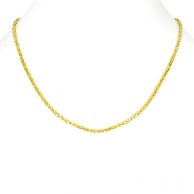 Pre-owned Nuragold 10k Yellow Gold Womens 2.5mm Byzantine Chain Square Link Pendant Necklace 18"