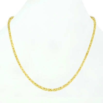 Pre-owned Nuragold Real 10k Yellow Gold Mens 3mm Byzantine Chain Square Link Pendant Necklace 24"